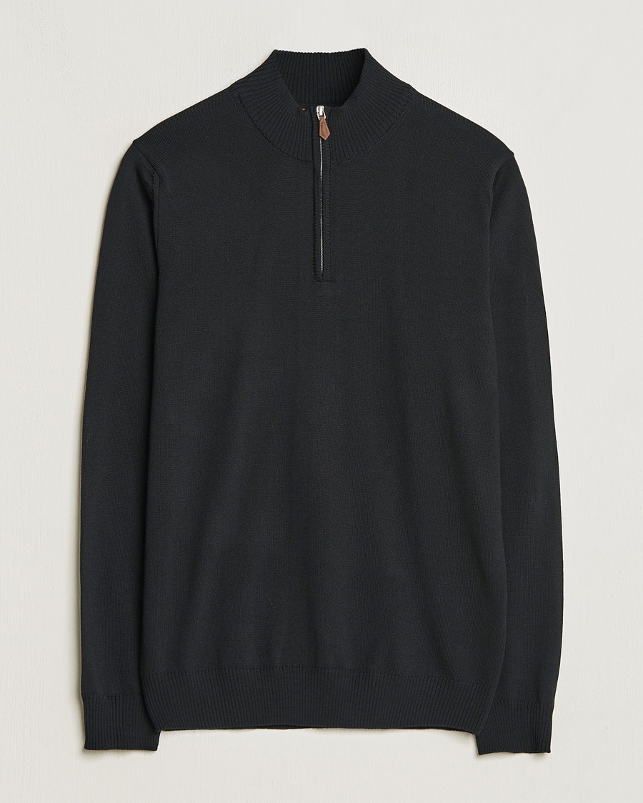 Stenströms Merino Half-Zip Black – Schwarz