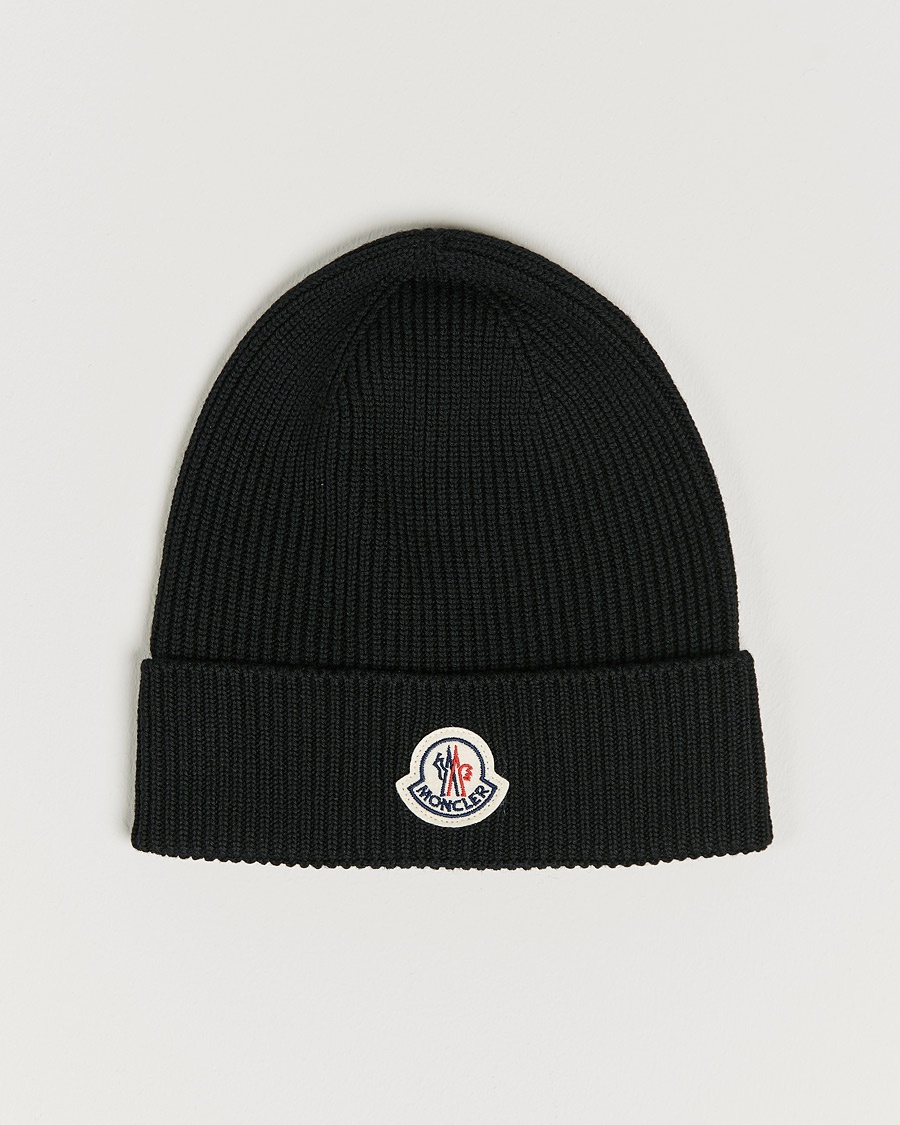 Moncler Rib Wool Beanie Black – Schwarz