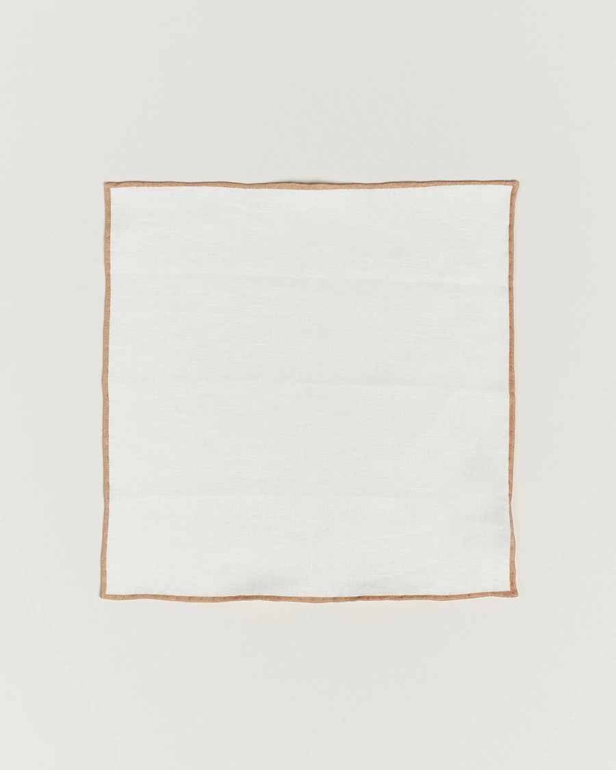 Amanda Christensen Linen Paspoal Pocket Square Sand/White – Weiß