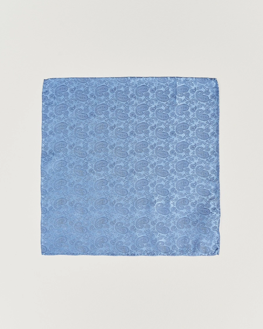 Amanda Christensen Tonal Paisley Silk Pocket Square Sky Blue – Blau