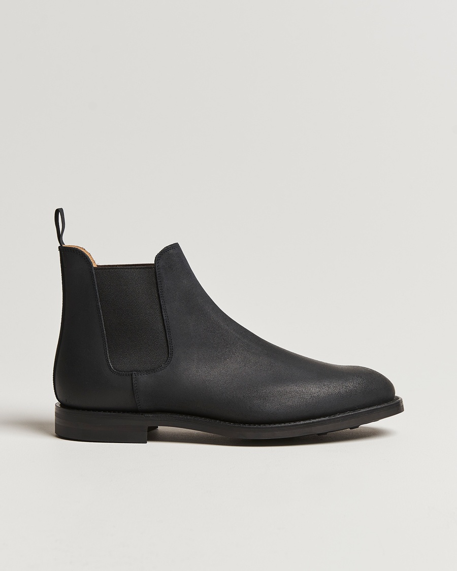 Crockett & Jones Chelsea 5 Black Rough-Out Suede – Schwarz