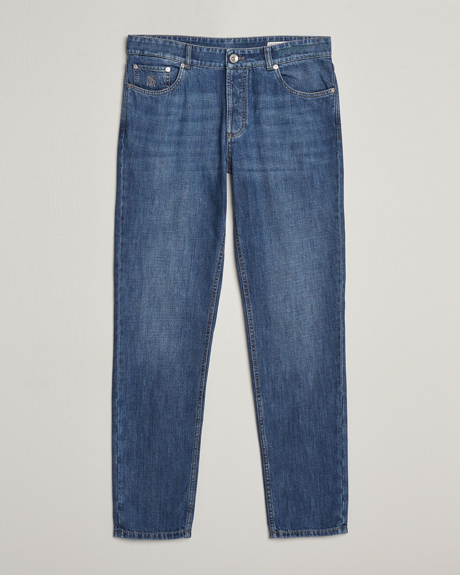 Brunello Cucinelli Traditional Fit Jeans Dark Blue Wash – Blau