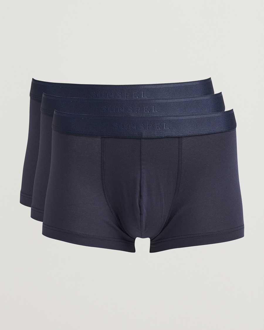 Sunspel 3-Pack Cotton Stretch Trunk Navy – Blau