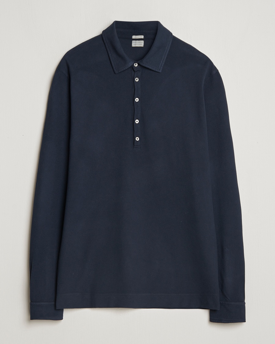 Massimo Alba Ischia Cotton/Cashmere Long Sleeve Polo Navy – Blau