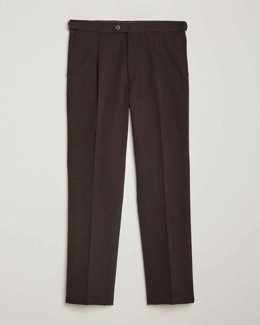 Oscar Jacobson Delon Brushed Cotton Trousers Brown – Braun