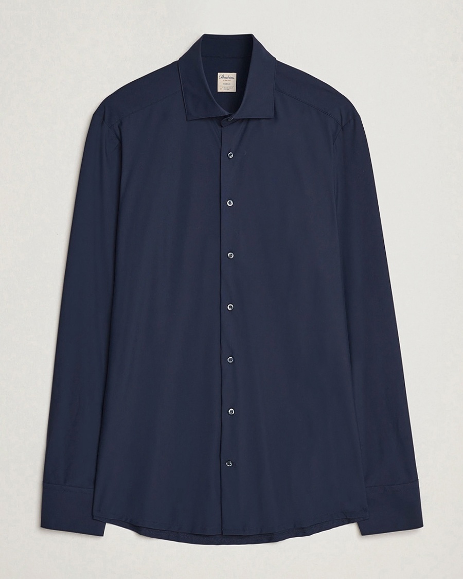 Stenströms Slimline Stretch Jersey Shirt Navy – Blau