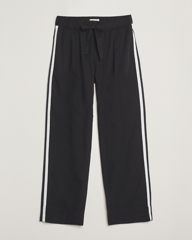 Tekla Grosgrain Stripes Pyjama Pants All Black – Schwarz