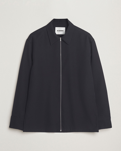 Jil Sander Wool Zip Overshirt Navy – Blau
