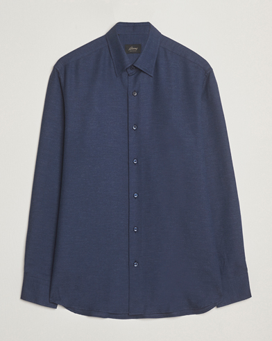 Brioni Cotton/Cashmere Flannel Shirt Navy – Blau