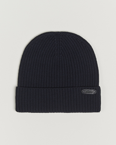 Brioni Rib Wool Beanie Navy – Blau
