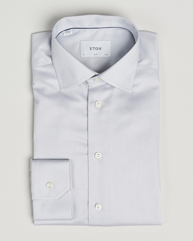 Eton Slim Fit Signature Twill Paspoal Shirt Light Grey – Grau