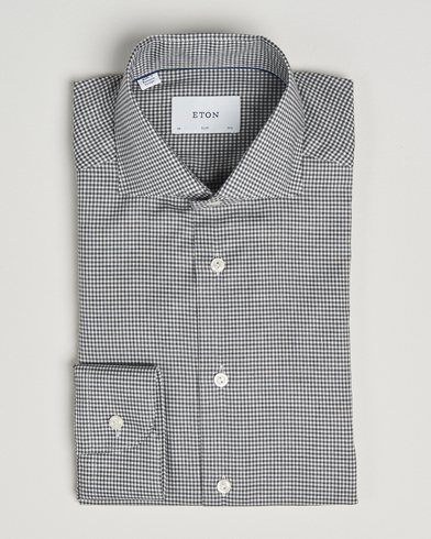 Eton Slim Fit Checked Wrinkle Free Flannel Shirt Dark Grey – Grau