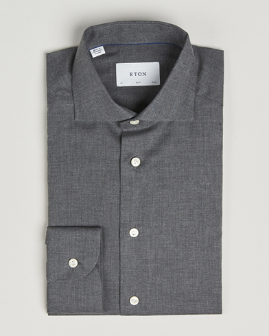Eton Slim Fit Wrinkle Free Flannel Shirt Dark Grey – Grau
