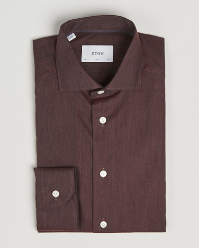 Eton Slim Fit Wrinkle Free Flannel Shirt Dark Red – Rot