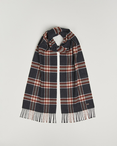 Eton Merino Wool Checked Scarf Dark Grey – Grau