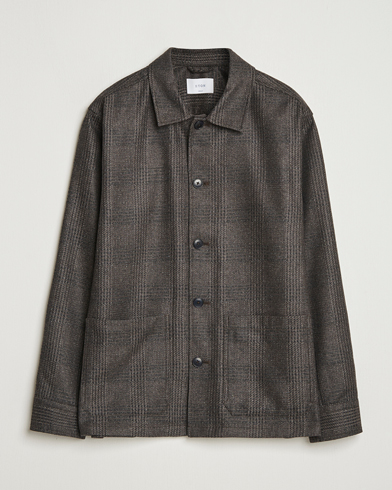 Eton Wool/Cashmere Checked Overshirt Dark Grey – Grau