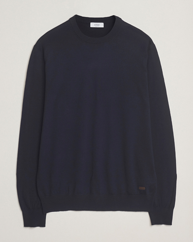 Eton Merino Knitted Crew Neck Navy – Blau
