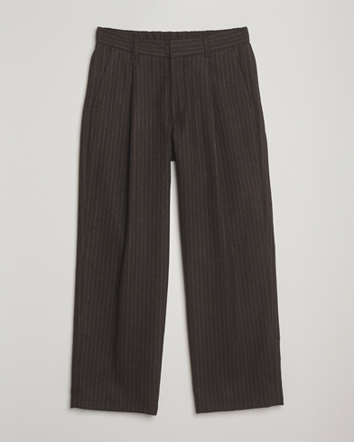 NN07 Kay Wool Pleated Pinstriped Trousers Brown – Braun