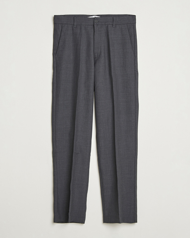 Samsøe Samsøe Noah Pleated Trousers Dark Grey Melange – Grau