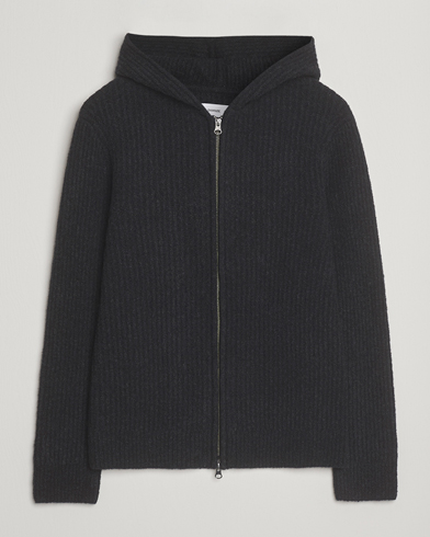 Samsøe Samsøe Koji Knitted Full Zip Hoodie Black Melange – Schwarz