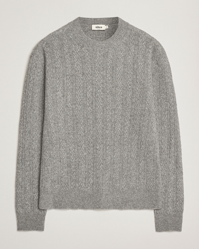 Altea Cable Crew Neck Sweater Grey Melange – Grau