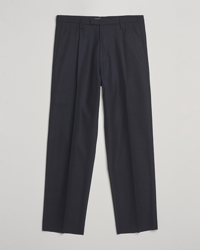 Boglioli Pleated Flannel Trousers Navy – Blau