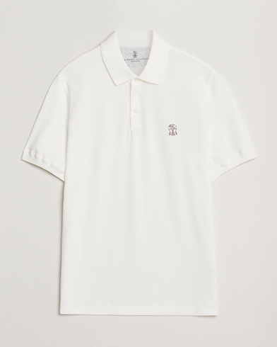 Brunello Cucinelli Short Sleeve Logo Polo Off White – Weiß