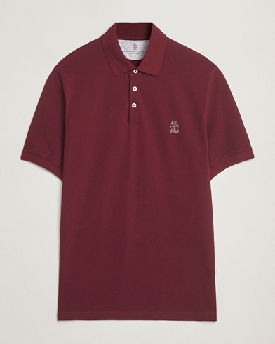 Brunello Cucinelli Short Sleeve Logo Polo Amaranto – Rot
