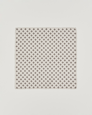 Brunello Cucinelli Printed Silk Pocket Square Ivory – Weiß