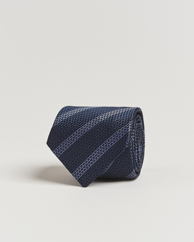 Brunello Cucinelli Regimental Stripe Silk Tie Navy – Blau