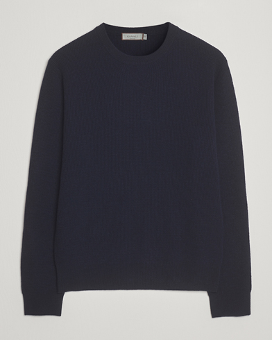 Canali Wool/Cashmere Crew Neck Navy – Blau
