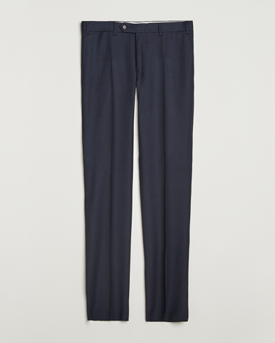 Canali Slim Fit Flannel Trousers Navy – Blau