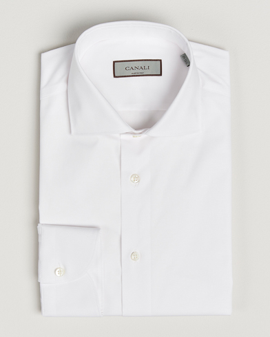 Canali Slim Fit Cotton/Stretch Shirt White – Weiß