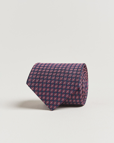 Canali Jacquard Silk Tie Navy/Pink – Blau