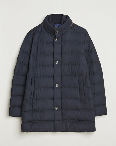 Herno Flannel Down Coat Navy – Blau