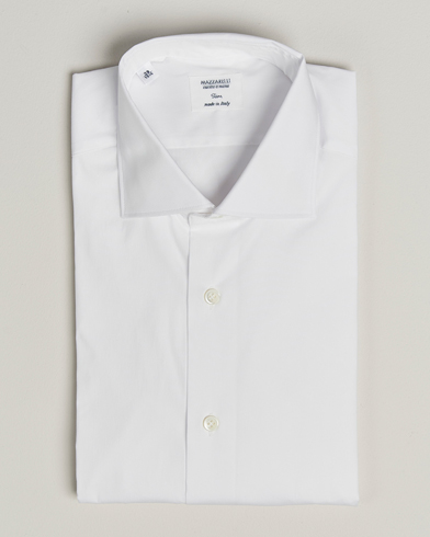 Mazzarelli Soft Cotton/Stretch Cut Away Shirt White – Weiß