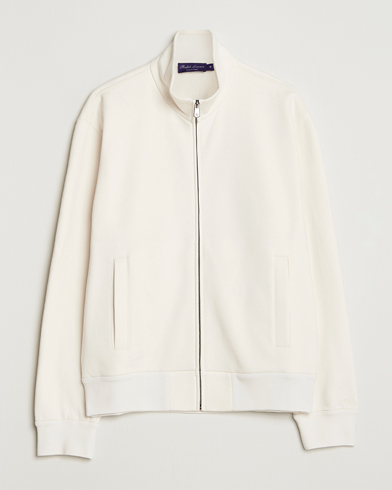 Ralph Lauren Purple Label Full Zip Cotton Felpa Cream – Weiß