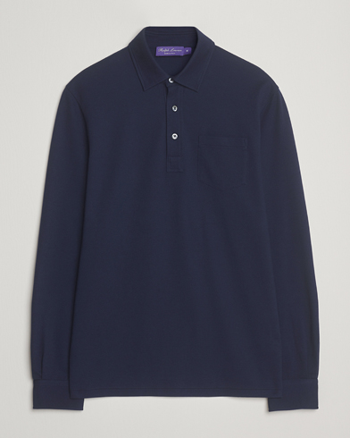 Ralph Lauren Purple Label Long Sleeve Polo Shirt Navy – Blau