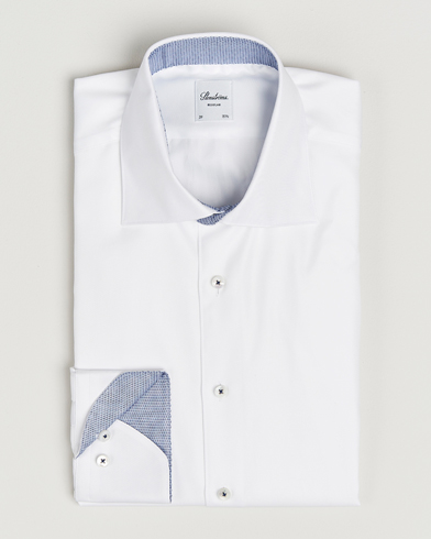 Stenströms Regular Fit Superior Twill Contrast Shirt White – Weiß