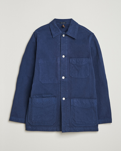 Drake's Duck Cotton Canvas Chore Coat Navy – Blau