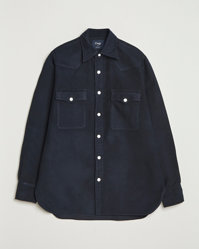 Drake's Moleskine Western Shirt Navy – Blau