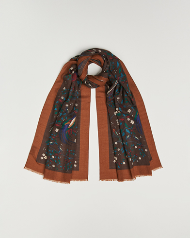 Drake's Birds Of Paradise Print Scarf Brown – Braun