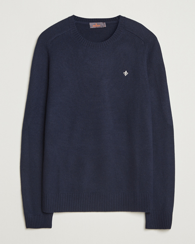 Morris Hertford Lambswool Merino Crew Neck Navy – Blau