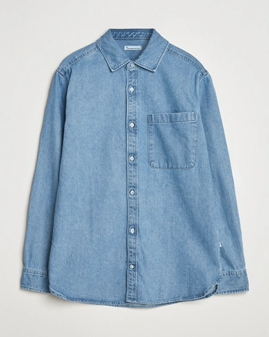 KnowledgeCotton Apparel Cotton Indigo Denim Shirt Light Blue – Blau