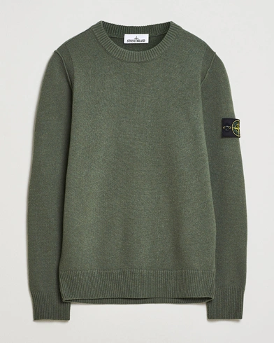 Stone Island Knitted Lambswool Crew Neck Military Green – Grün