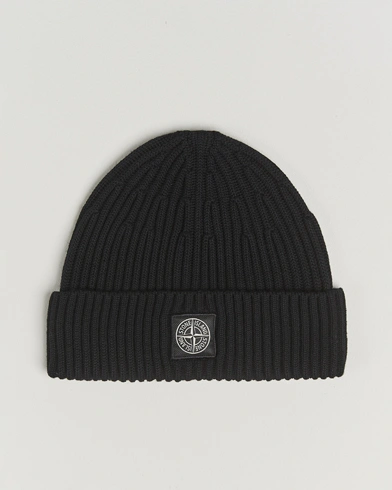 Stone Island Full Rib Wool Beanie Black – Schwarz