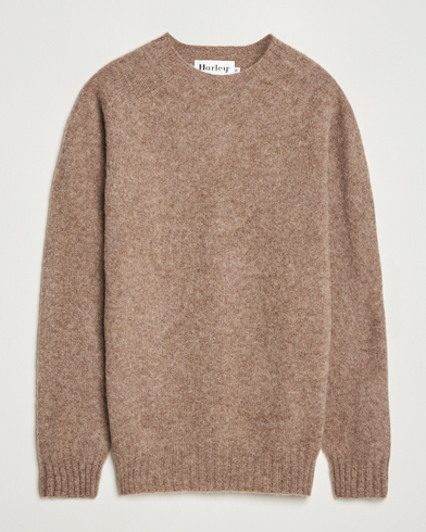 Harley Of Scotland Brushed Supersoft Lambswool Crewneck Tundra – Braun