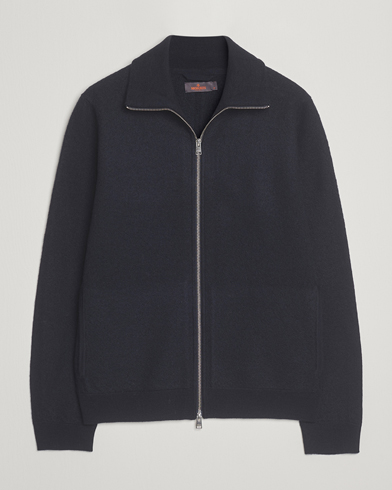Morris Corke Knitted Zip Jacket Navy – Blau