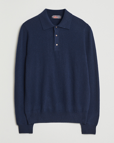 Morris Cashmere Polo Neck Navy – Blau