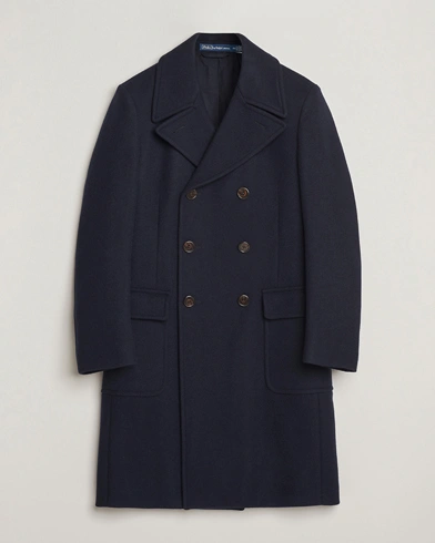 Polo Ralph Lauren Double Breasted Top Wool Coat Navy – Blau